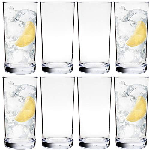 Youngever 8 Pack Plastic Water Tumbler, Plastic Glasses, Reusable Plastic Cups, Unbreakable Glasses (16 Ounce)