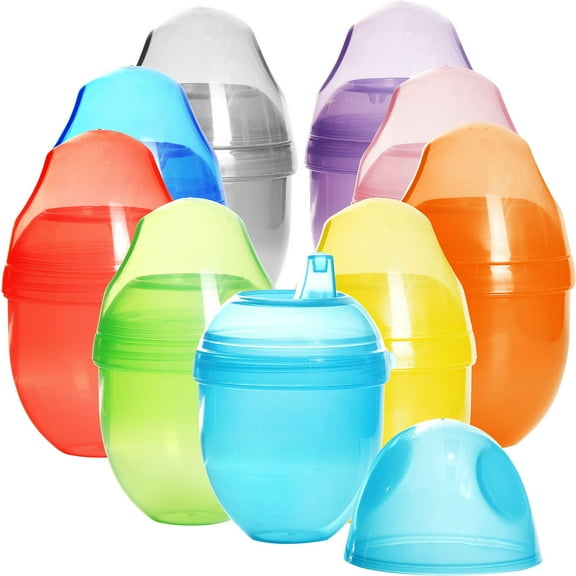 Youngever 9 Pack 7 Ounce Kids Sippy Cups, Sippy Cups for Infant, Kids, Toddler, 9 Assorted Color Sippy Cups