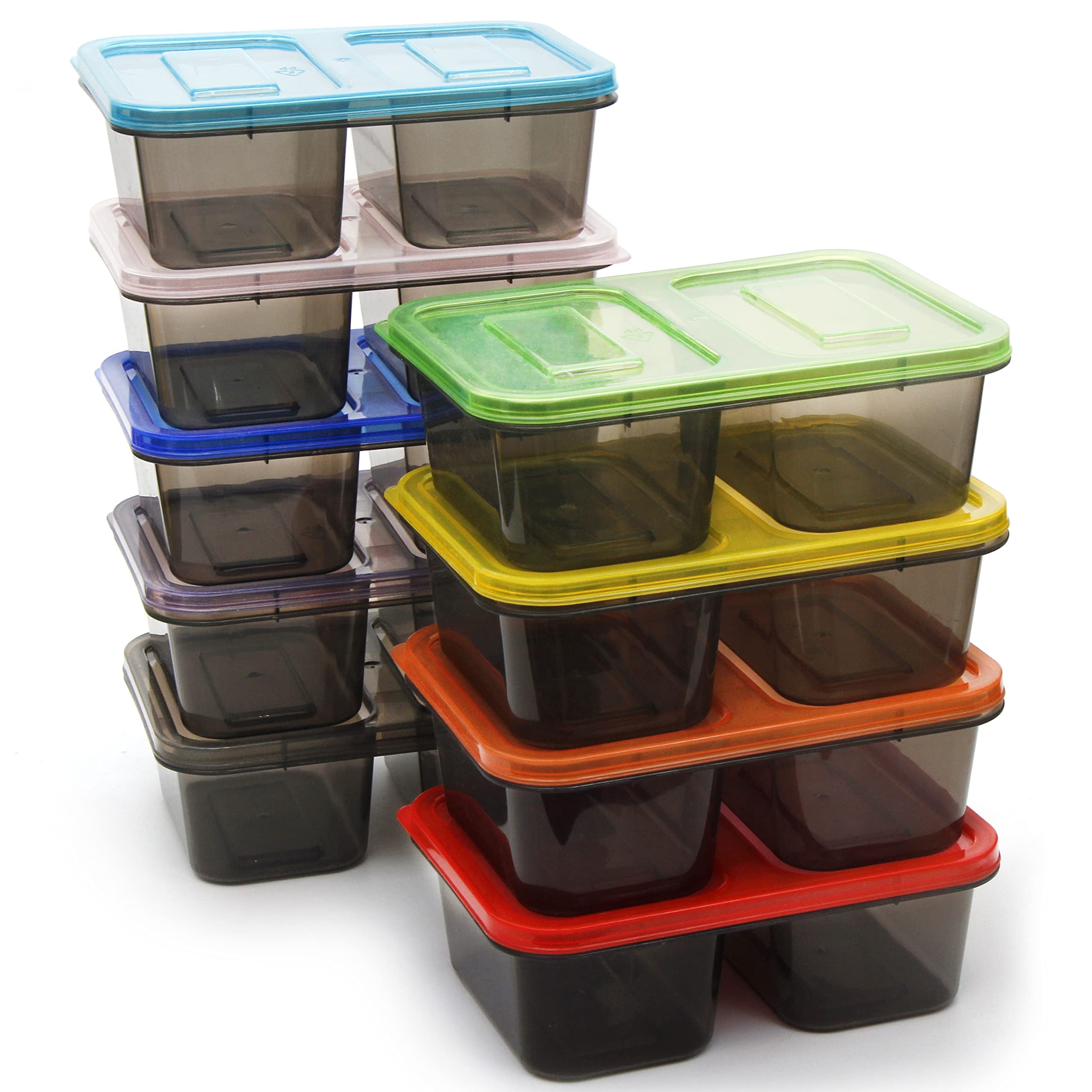 Youngever Bento Lunch Box Set, 9 Pack, 20oz, 2-Compartment, Portion