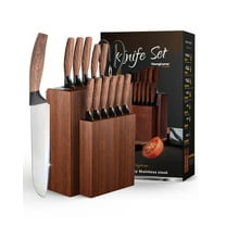 Younghome Knife Set for Kitchen Chef , 13 Pcs High Carbon Stainless Steel Sharp Knife Set with Block Built-in Sharpener,Ergonomic Handle