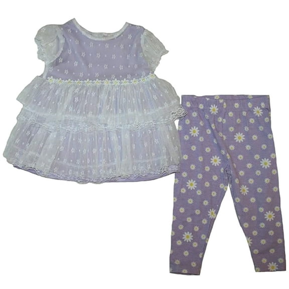 Youngland Infant Baby Girls Lavender Daisy Top and Leggings (18 Months)