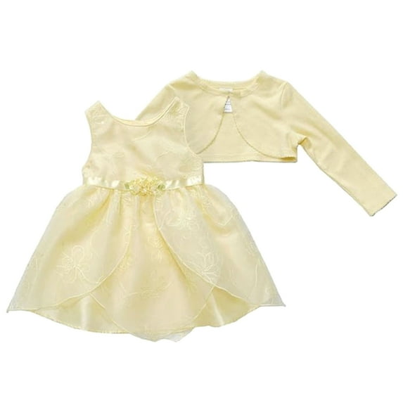 Youngland Infant Baby Girls Yellow Floral Dress with Cardigan (24 Months)