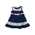 thumbnail image 1 of Youngland Infant Girls Navy Blue & White Lace Sleeveless Dress w/ Panty 18m, 1 of 3