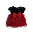 thumbnail image 1 of Youngland Infant Toddler Girls Black Velour Red Ruffle Holiday Party Dress 24m, 1 of 1