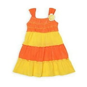 Youngland Infant Toddler Girls Orange Yellow Tiered Ruffled Dress Sun Dress 12m