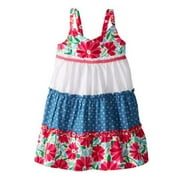 Youngland Infant & Toddler Girls Pink Flower Polka Dot Tiered Dress Sun dress 3T