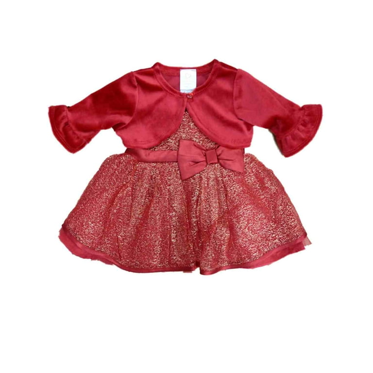 Youngland Infant Toddler Girls Sparkly Red Holiday Christmas Party Dress 24m