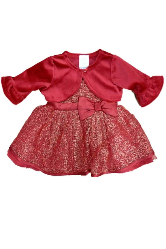 Infant & Toddler Girls Sparkly Red Holiday Christmas Party Dress 4T