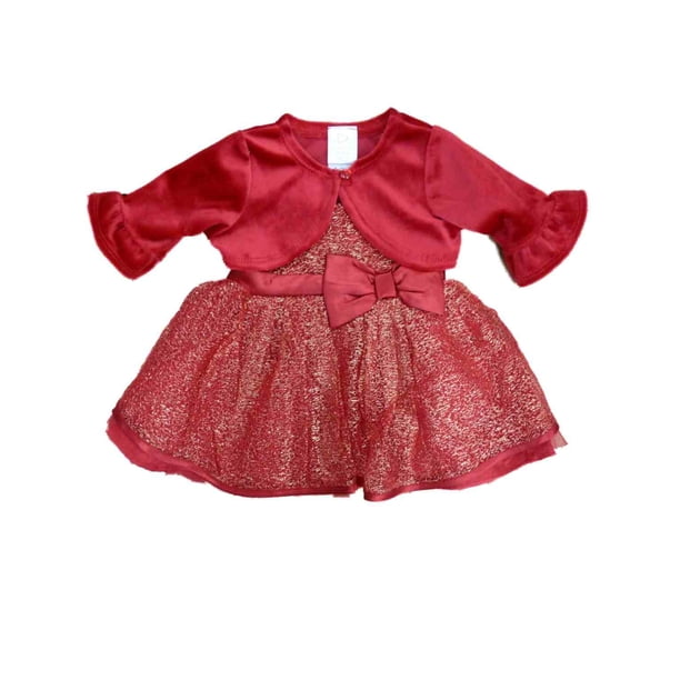 Youngland Infant & Toddler Girls Sparkly Red Holiday Christmas Party Dress  - Walmart Business Supplies