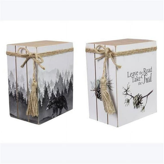 Youngs 11024 Wood Cabin Faux Book Tabletop Decor, Assorted Color - 2 Piece