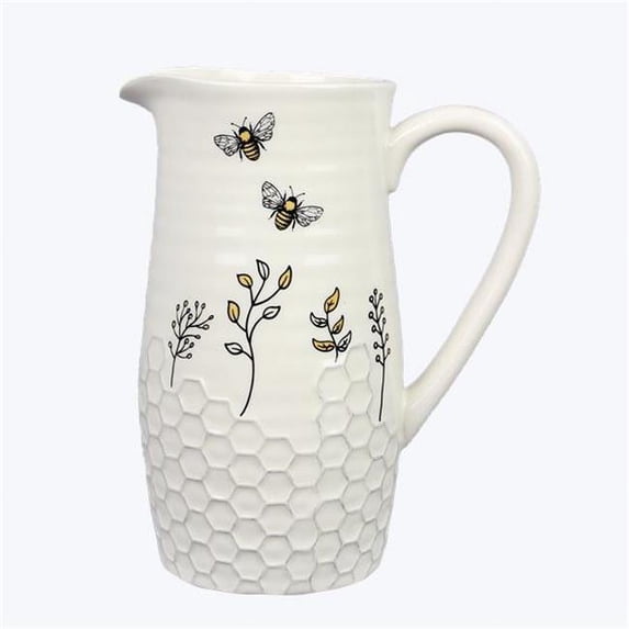 Youngs 11447 10 in. Honey Bee Ceramic Water Pitcher, Vase
