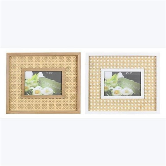 Youngs 12163 11 in. Wood Home Basket Weave Frames, Assorted Style - Set of 2