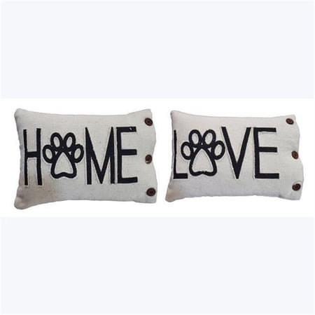 Youngs 12409 Canvas Pet Pillow with Buttons & Fabric Word - 2 Assorted