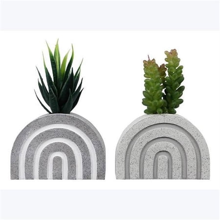 Youngs 12505 Resin Carved Stone Succulent Planter, 2 Assorted Color