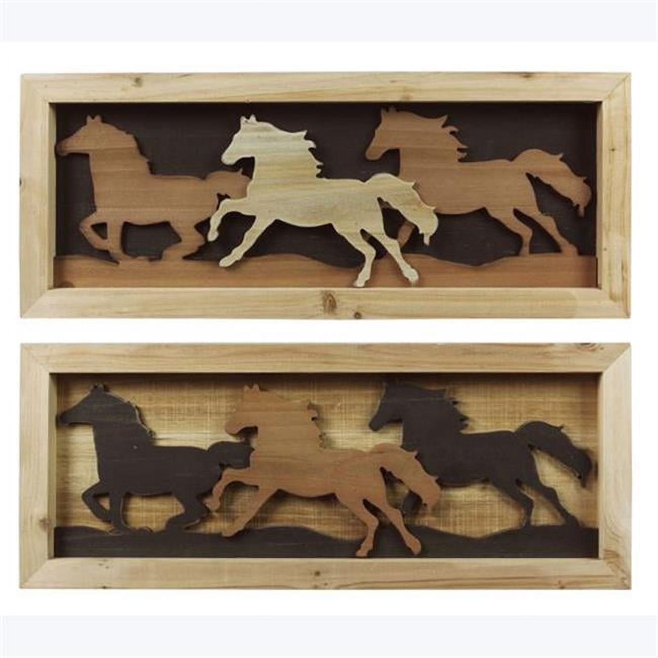 Youngs 12570 16 in. Wood Horse Wall Art, Assorted Style Set of 2