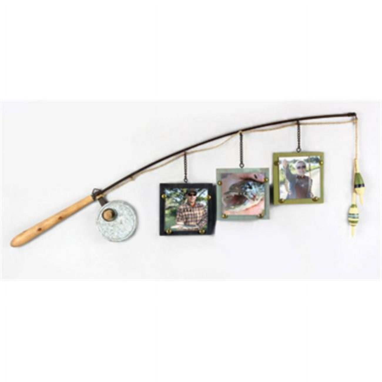 Youngs 14145 Fish Pole Triple Photo Frame - Wood