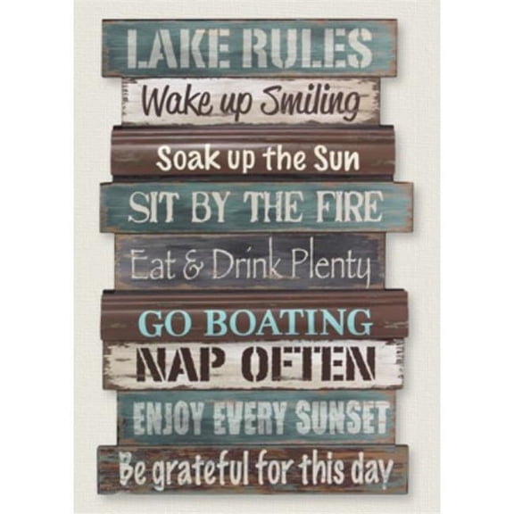 Youngs 15439 Wood Wall Lake Rules Sign