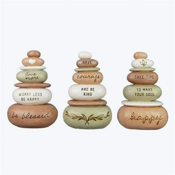 Youngs 20999 Resin Terracotta Wellness Rocks, Assorted Color - 3 Piece