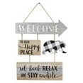 thumbnail image 1 of Youngs 21154 Wood Bear Welcome Sign with Buffalo Plaid & Happy Place, 1 of 1