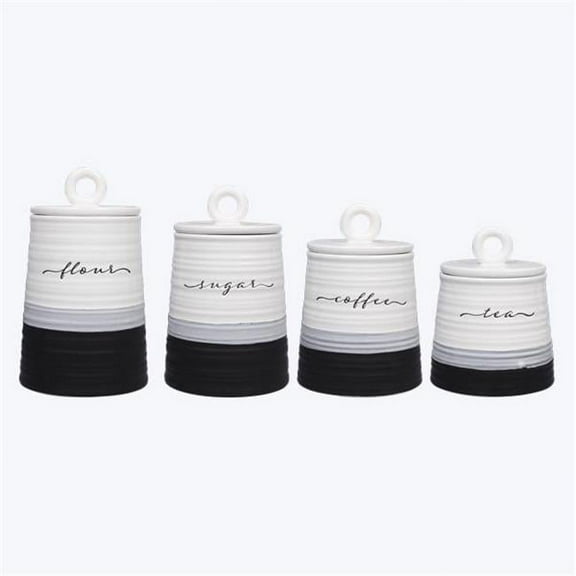 Youngs 21341 Rustic Modern Ceramic Canister - 4 Piece