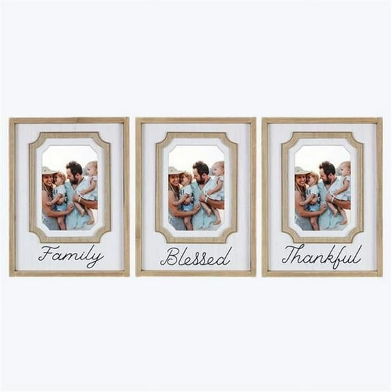 Youngs 21776 4 x 6 in. Wood Tabletop Photo Frame, Assorted Color - 3 Piece