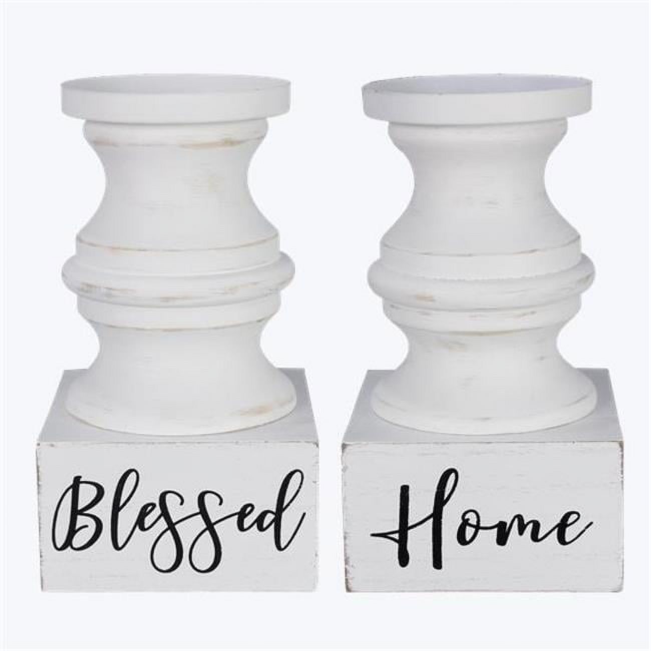 Youngs 21777 Wood Tabletop Pillar Candle Holder, Assorted Color 2