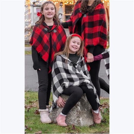 Youngs 42558 Girls Buffalo Plaid Toggle Poncho, Assorted Color - 2 Piece