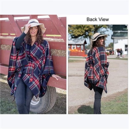 Youngs 42626 Plaid Belted Plaid Poncho