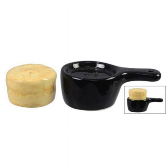 Youngs 58540 Ceramic Biscuit & Skillet Salt & Pepper Shaped Set