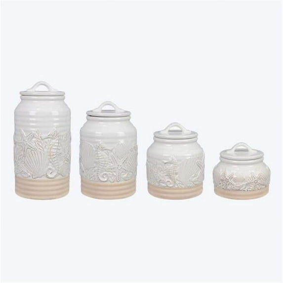 Youngs 61702 Coastal Ceramic Canister - 4 Piece