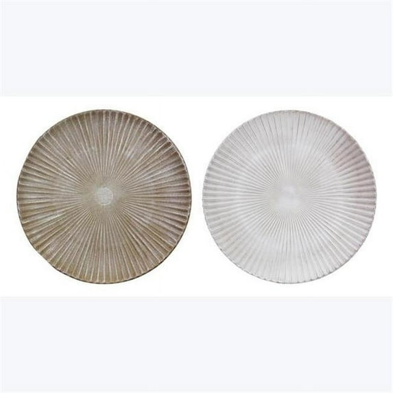 Youngs 62136 Wood Nautical Plate Decor, 2 Assorted Color