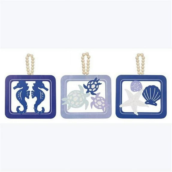 Youngs 62253 Wood Nautical Cutout Wall Sign, 3 Assorted Color