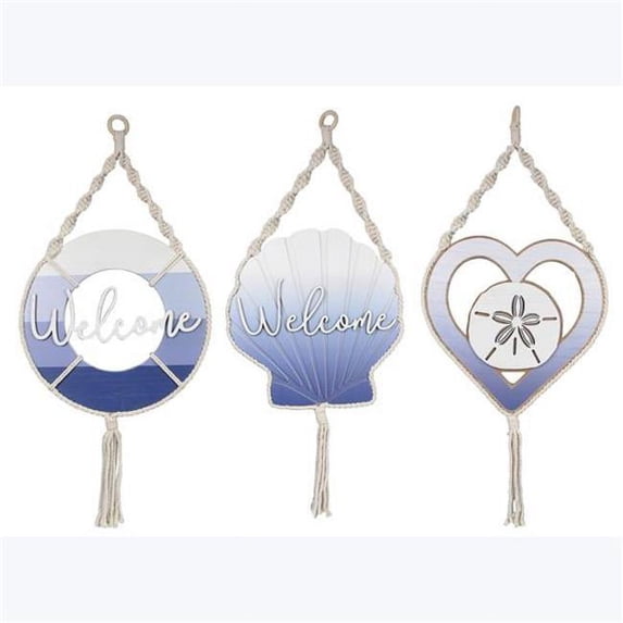 Youngs 62333 Wood Coastal Ombre Welcome Door Hangers, 3 Assorted Color
