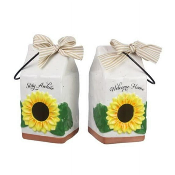 Youngs 71430 Ceramic Bird House, Assorted Color - 2 Piece