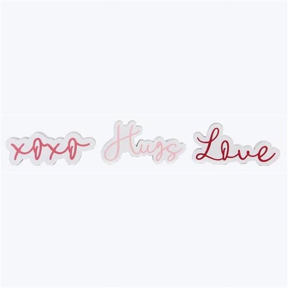 Youngs 72180 Wood Tabletop Valentine Word Sign, Assorted Color - 3 Piece