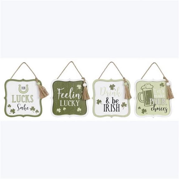 Youngs 73001 Wood Framed Irish Wall Signs with Hanging Rope, 4 Assortment