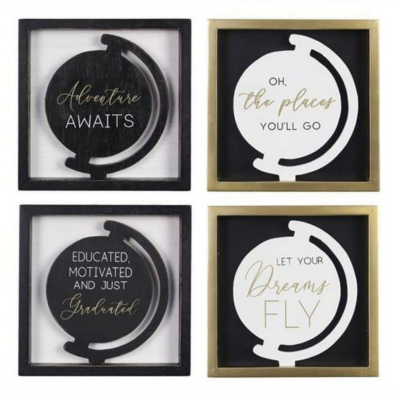Youngs 73129 Wood Framed Tabletop Graduation Box Sign with Lift, 4 Assortment - MDF