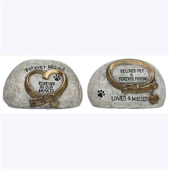 Youngs 73304 Cement Pet Collar Memorial Garden Stone, 2 Assortment