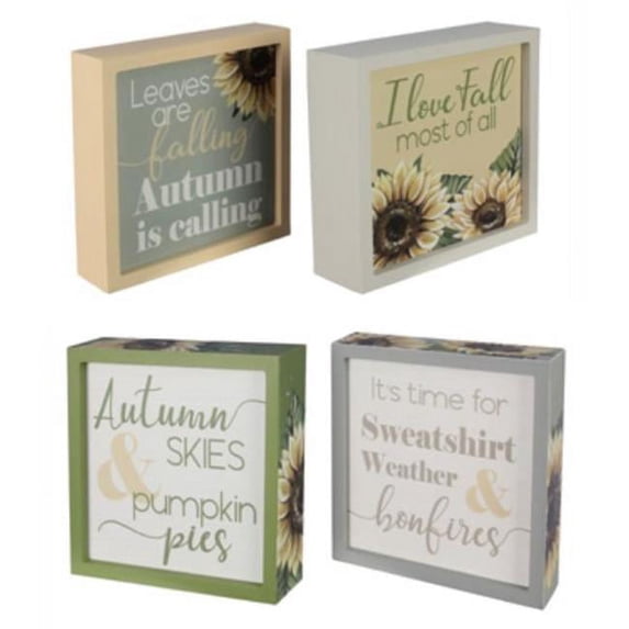 Youngs 80130 Wood Tabletop & Wall Fall Box Signs, Assorted Color - 4 Piece