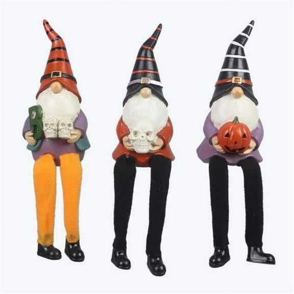 Youngs 81176 Resin Halloween Shelf Sitting Gnomes Decor, Assorted Color - 3 Piece