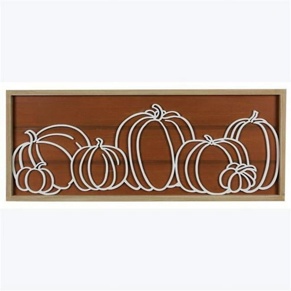 Youngs 82344 Wood Framed Wall Art with Lift White Pumpkin Cutout Design
