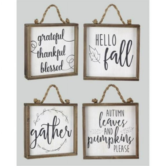 Youngs 88159 Wood Fall Box Sign with Rope, Assorted Color - 4 Piece