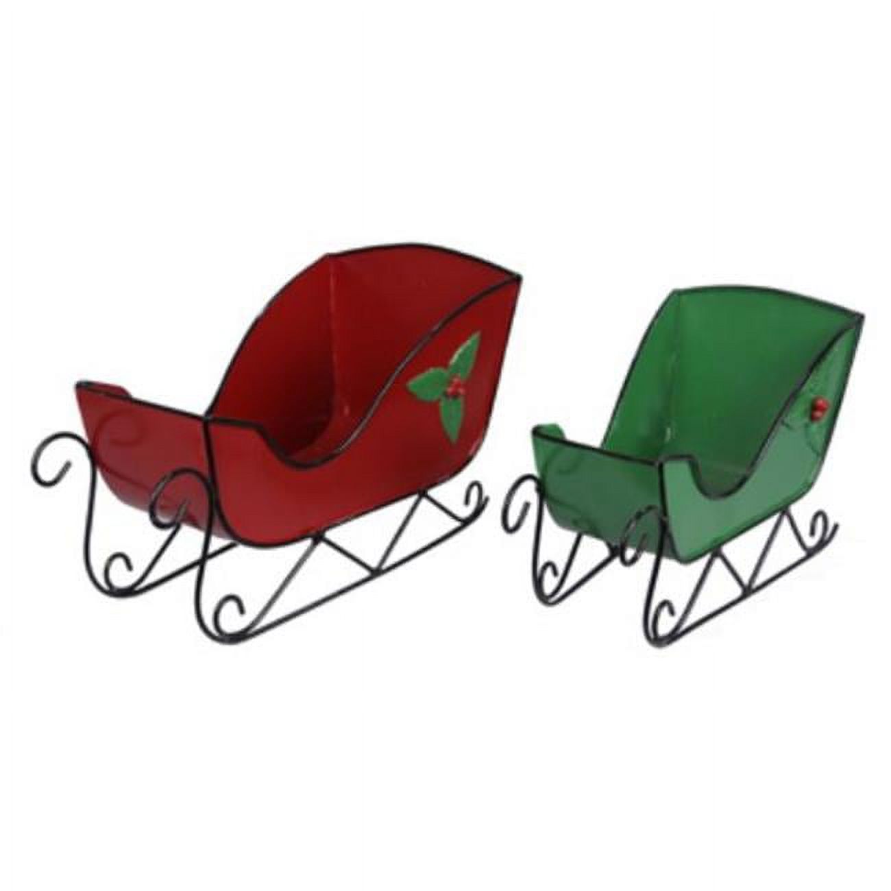 Youngs 90528 Tin Christmas Sleds Decor 2 Piece