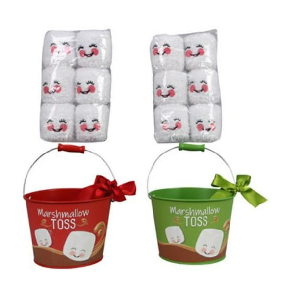 Youngs 90952 Tin Bucket Marshmallow Toss with 6 Plush, Assorted Color - 2 Piece