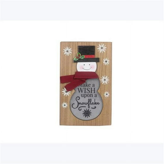 Youngs 91380 Wood Christmas Snowman Box Sign with LED