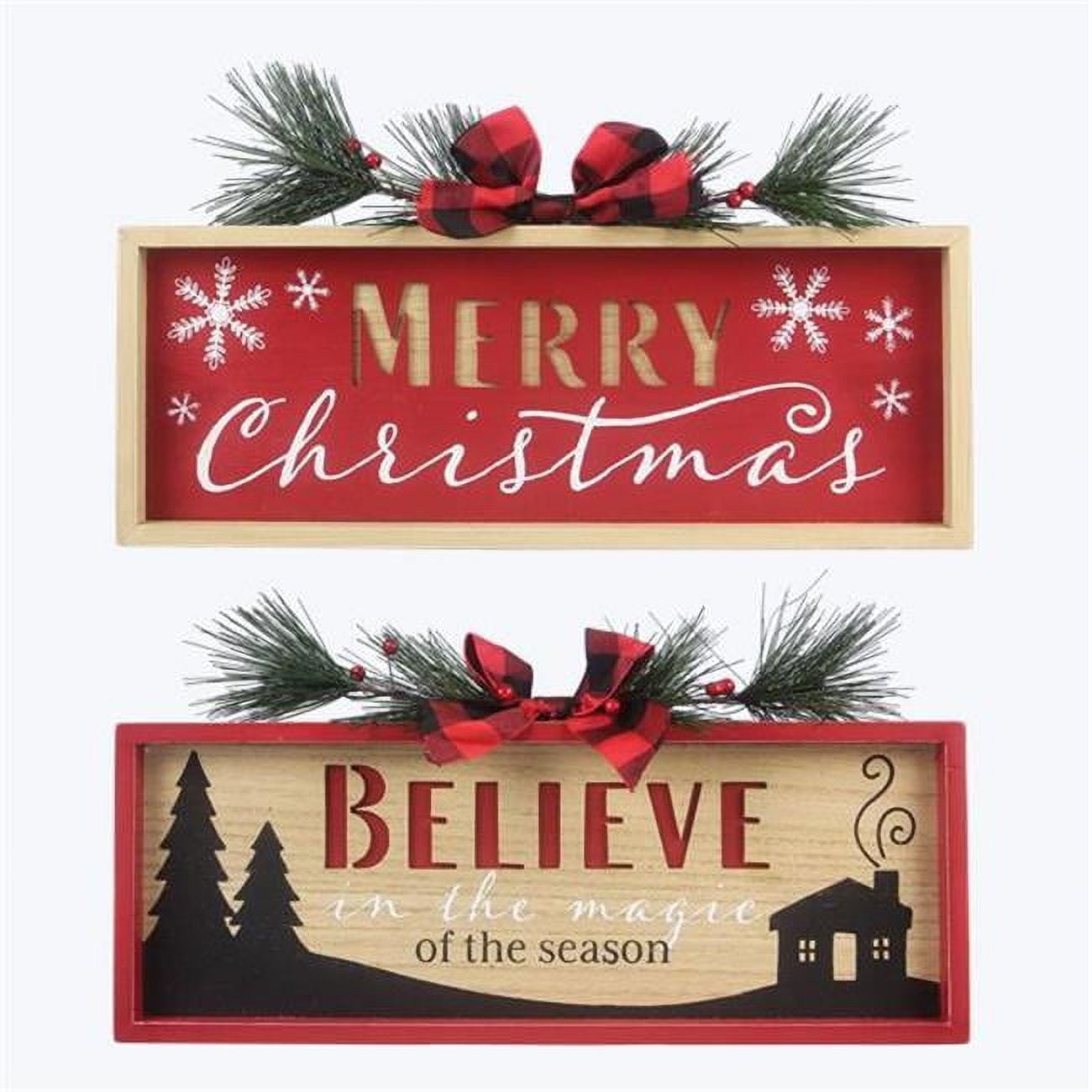 Youngs 91759 Wood Christmas Tabletop Signs, Assorted Color 2 Piece