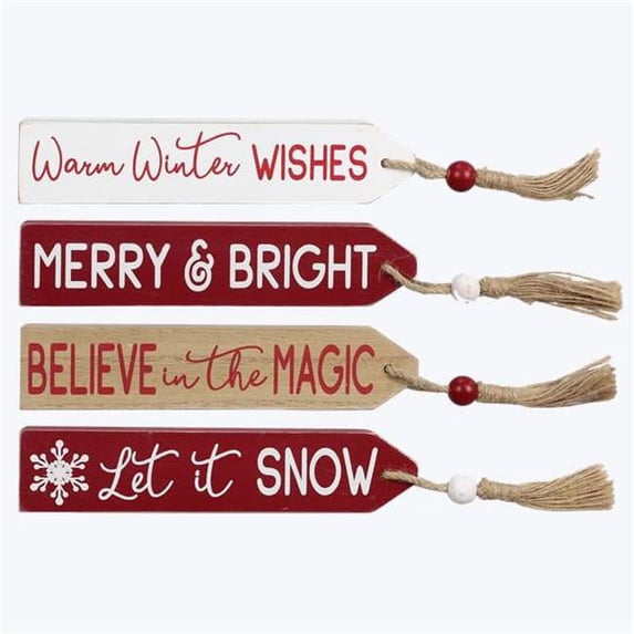 Youngs 92011 Wood Small Block Tabletop Sign, 4 Assortment