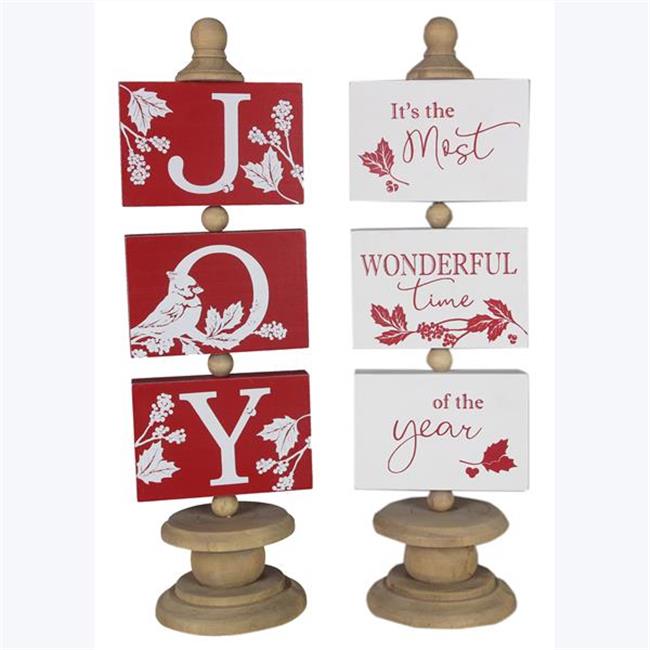 Youngs 92403 Wood Christmas Lodge Tabletop Signs, Assorted Color 2