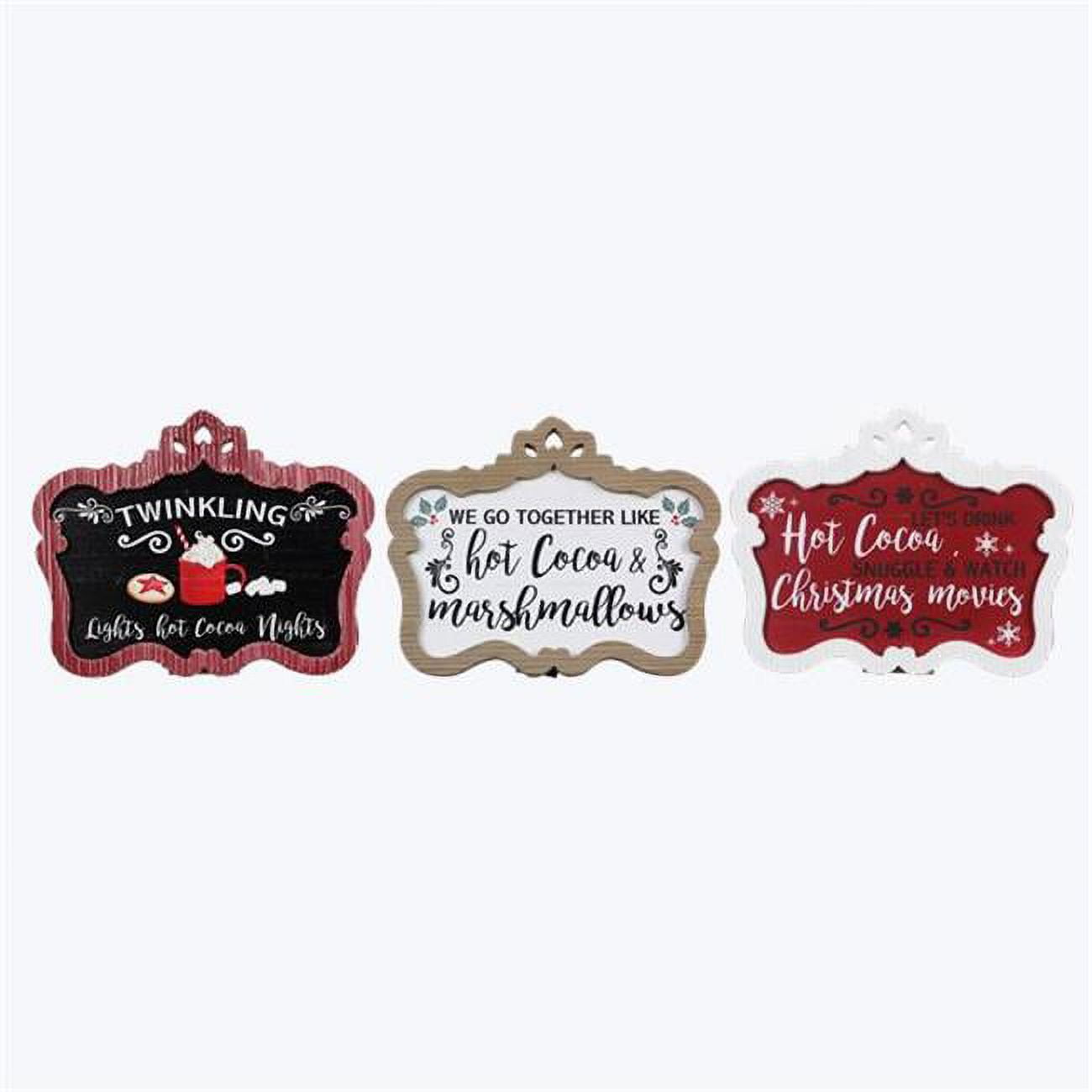 Youngs 92729 Wood Christmas Tabletop Sign, Assorted Color 3 Piece