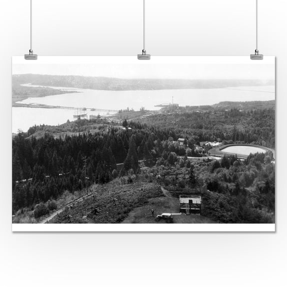 Youngs Bay from Astoria, Oregon Column Photograph (24x36 Giclee Gallery Print, Wall Decor Travel Poster)